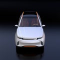 Front view of white Electric SUV concept car isolated on black background Royalty Free Stock Photo