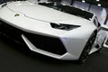 Front view of a White Luxury sportcar Lamborghini Huracan LP 610-4. Car exterior details. Royalty Free Stock Photo