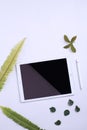 front view of white tablet computer with blank screen mockup Royalty Free Stock Photo