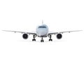 Front view of white wide body passenger jetliner isolated Royalty Free Stock Photo