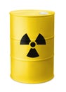 Front view of yellow barrel with radiation sign Royalty Free Stock Photo