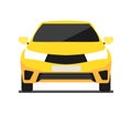 Front view yellow car icon in flat design
