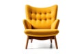 Front View Yellow Mid Century Modern Armchair White. Generative AI