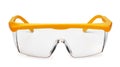 Front view of yellow plastic safety goggles Royalty Free Stock Photo