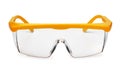 Front view of yellow plastic safety goggles