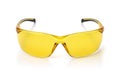 Front view of yellow polarized bicycle sunglasses Royalty Free Stock Photo