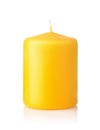 Front view of yellow unused wax candle