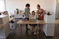 Business colleagues discussing over laptop in office Royalty Free Stock Photo