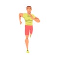 Front View of Young Running Man, Male Athlete in Sports Uniform Running Marathon, Training, Jogging, Doing Morning