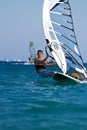 Front view of young windsurfer Royalty Free Stock Photo