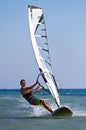 Front view of young windsurfer Royalty Free Stock Photo