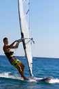 Front view of young windsurfer Royalty Free Stock Photo