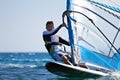 Front view of young windsurfer close-up Royalty Free Stock Photo