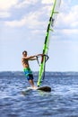 Front view of young windsurfer Royalty Free Stock Photo