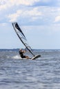 Front view of young windsurfer Royalty Free Stock Photo