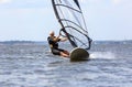 Front view of young windsurfer Royalty Free Stock Photo