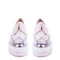 Front view of ywo pastel leather women\'s oxford shoes with a chunky platform