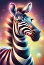 Front view of zebra standing alone with smile on glowing background Generative AI Royalty Free Stock Photo