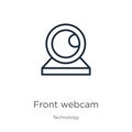 Front webcam icon. Thin linear front webcam outline icon isolated on white background from technology collection. Line vector sign Royalty Free Stock Photo