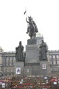 Front of the Wenceslas monument with candles