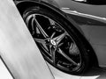 The front wheel of a Ferrari 458 Italia