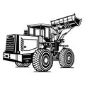 Front Wheel Loader Bulldozer Equipment - isolated on white background. vector illustration Royalty Free Stock Photo