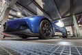 The front wheel of Maserati MC20 in Rjmanshorn\'s automuseum