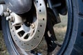 Front wheel with motorcycle disc brake Royalty Free Stock Photo