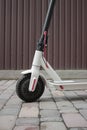 The front wheel of the scooter. Electric scooter. Transport. New technologies