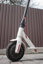The front wheel of the scooter. Electric scooter. Transport. New technologies
