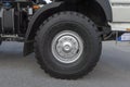 Front wheel of truck. Side view.