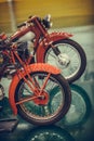 Front wheel of a vintage motorcycle Royalty Free Stock Photo