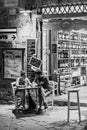 Romantic aperitif of a couple in Volterra, Tuscany