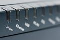 Front of wireless router with focus on Power Royalty Free Stock Photo