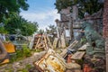 Front yard of House with Chimeras by architect Mykola Golovan in Lutsk. The house-workshop of the modern Ukrainian sculptor,