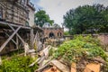 Front yard of House with Chimeras by architect Mykola Golovan in Lutsk. The house-workshop of the modern Ukrainian sculptor,