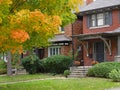 Front yard with maple tree with fall colors Royalty Free Stock Photo