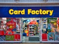 The frontage of a branch of Card Factory - a retailer of greeting cards and gifts in the UK.