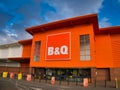 The frontage and brand logo of a branch of the UK DIY store B