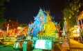 Silver Temple in evening lights, Chiang Mai, Thailand Royalty Free Stock Photo