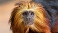 Frontal Close up of a Golden-headed lion tamarin