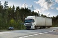 Frontal collision of BMW and truck DAF, in Latvia on the A4 road, which occurred on the evening of August 21, 2018 Royalty Free Stock Photo