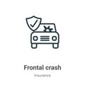 Frontal crash outline vector icon. Thin line black frontal crash icon, flat vector simple element illustration from editable