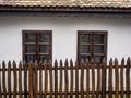 Frontal detail view of a traditional village house, Hungary Royalty Free Stock Photo