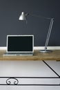Frontal Home office desk Royalty Free Stock Photo