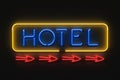 Frontal neon hotel sign Royalty Free Stock Photo