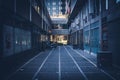 Frontal perspective of a dark city alley Royalty Free Stock Photo