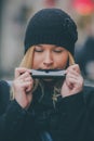 Woman playing harmonica Royalty Free Stock Photo