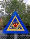 frontal shot of a swirling danger sign in Norway