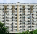 Frontal symmetrical view of building.